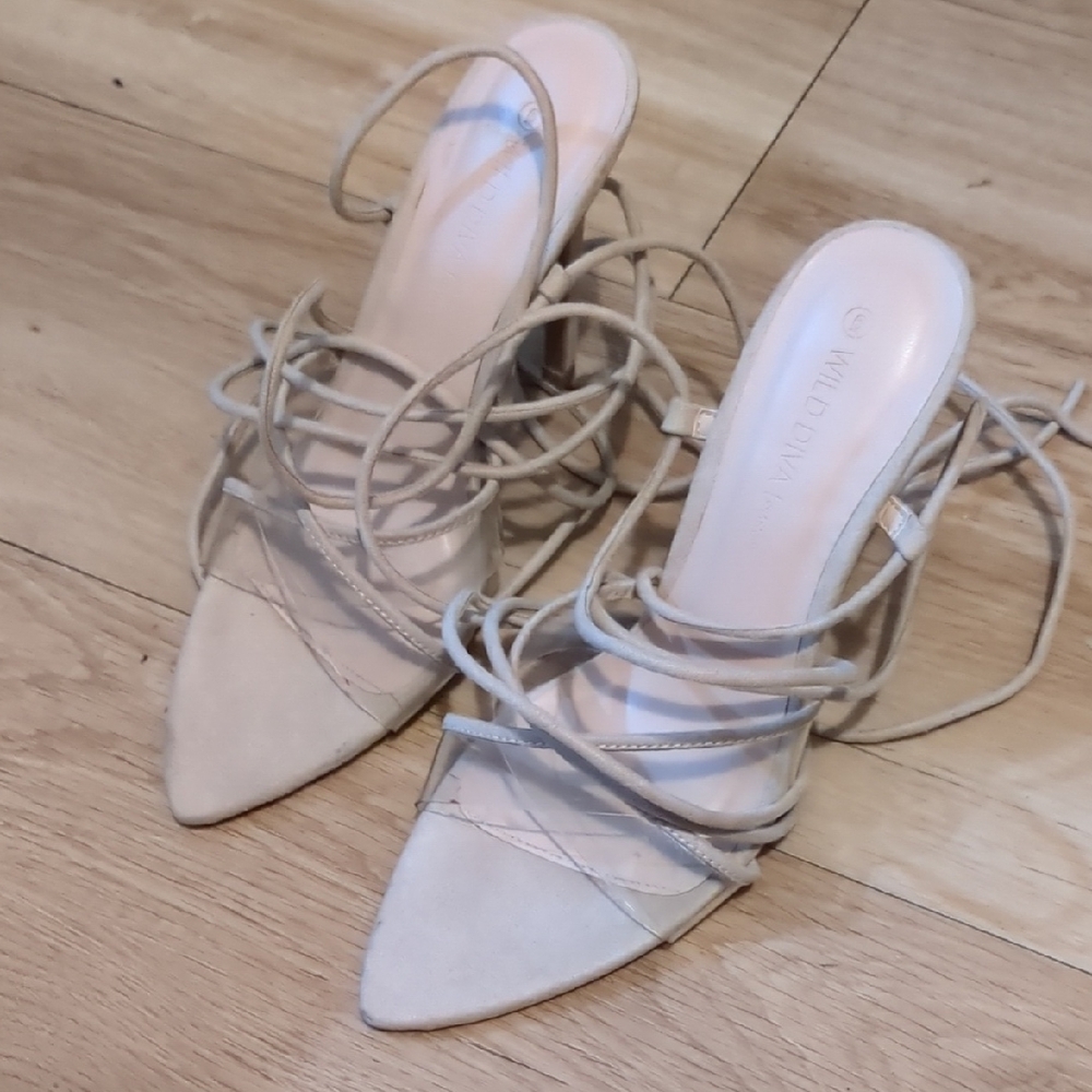 Wild Diva Women's Beige Strappy Heels